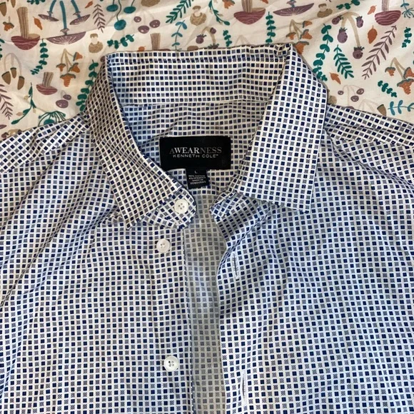 Kenneth Cole Blue and White Checkered Shirt - Picture 3 of 4